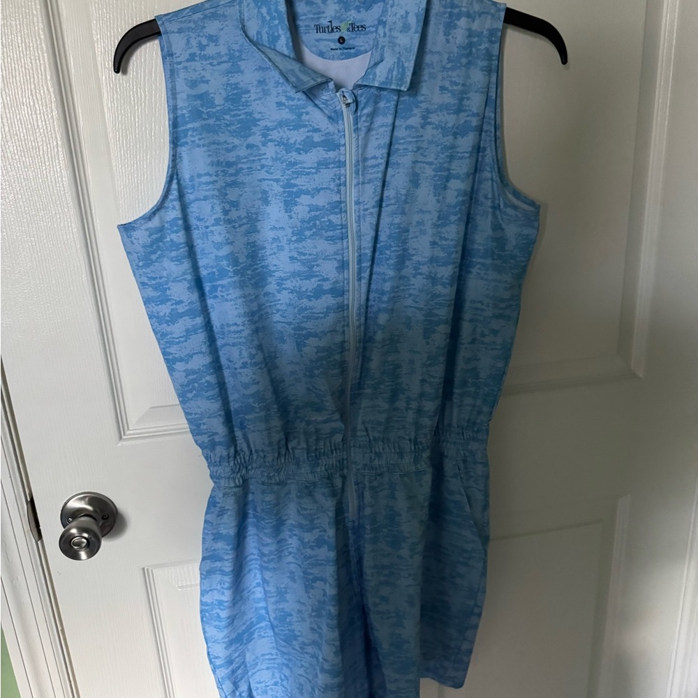 Tucker + Tate Light Blue Sleeveless Zip-Front One-Piece Romper